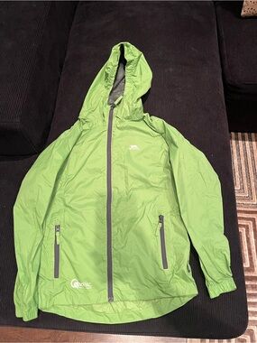 Trespass Kids Lime Green Hooded Raincoat